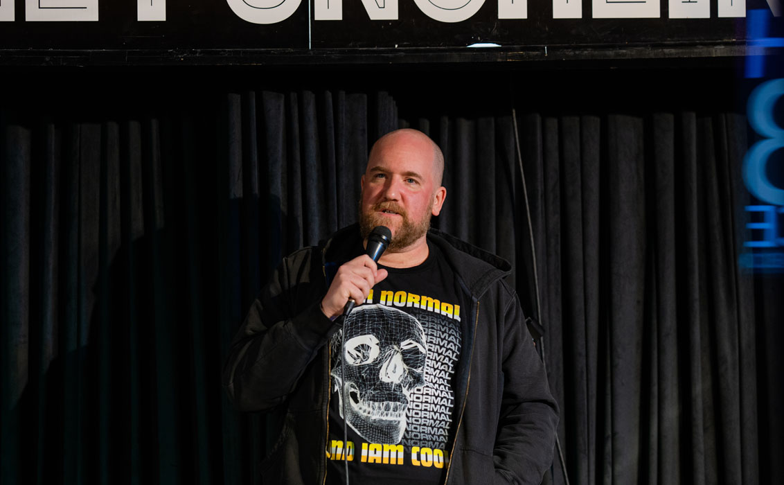 Tim Farrell doing a stand-up set